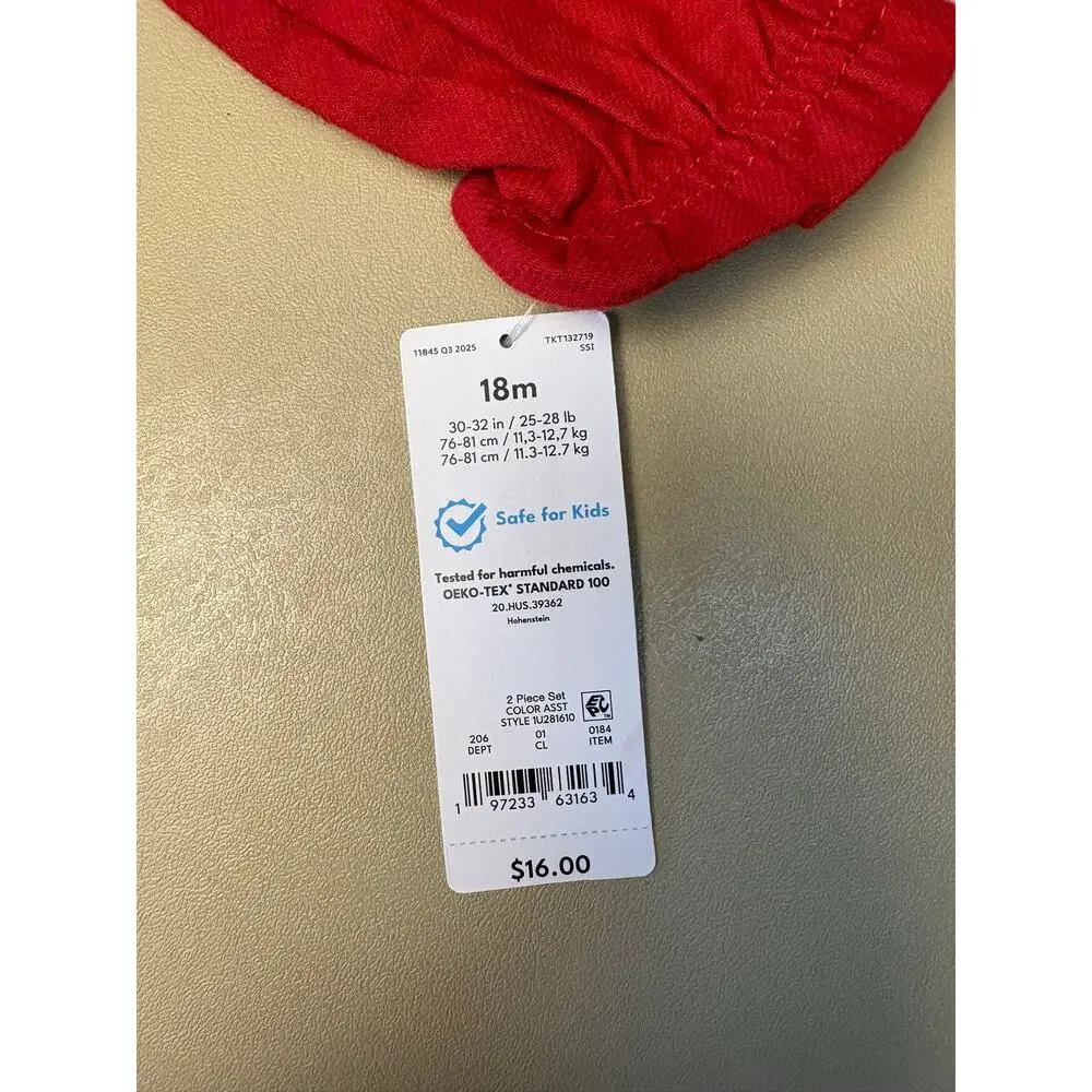 Baby Girl Carter’s Red Ruffle Bodysuit Tights Set 18M NWT Valentine Holiday